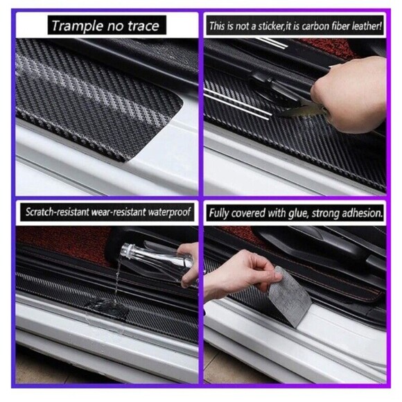 Mitsubishi 4pc Car Door Threshold Protection Sticker Logo Easy Clean Protection - Picture 3 of 6